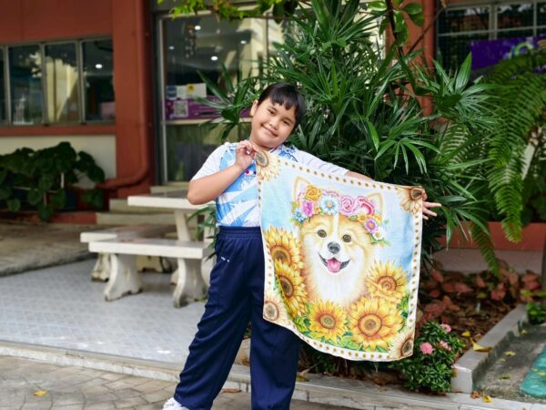ผ้าพันคอลายน้องหมาชิบะ (60x60 ซม.) - Image 2
